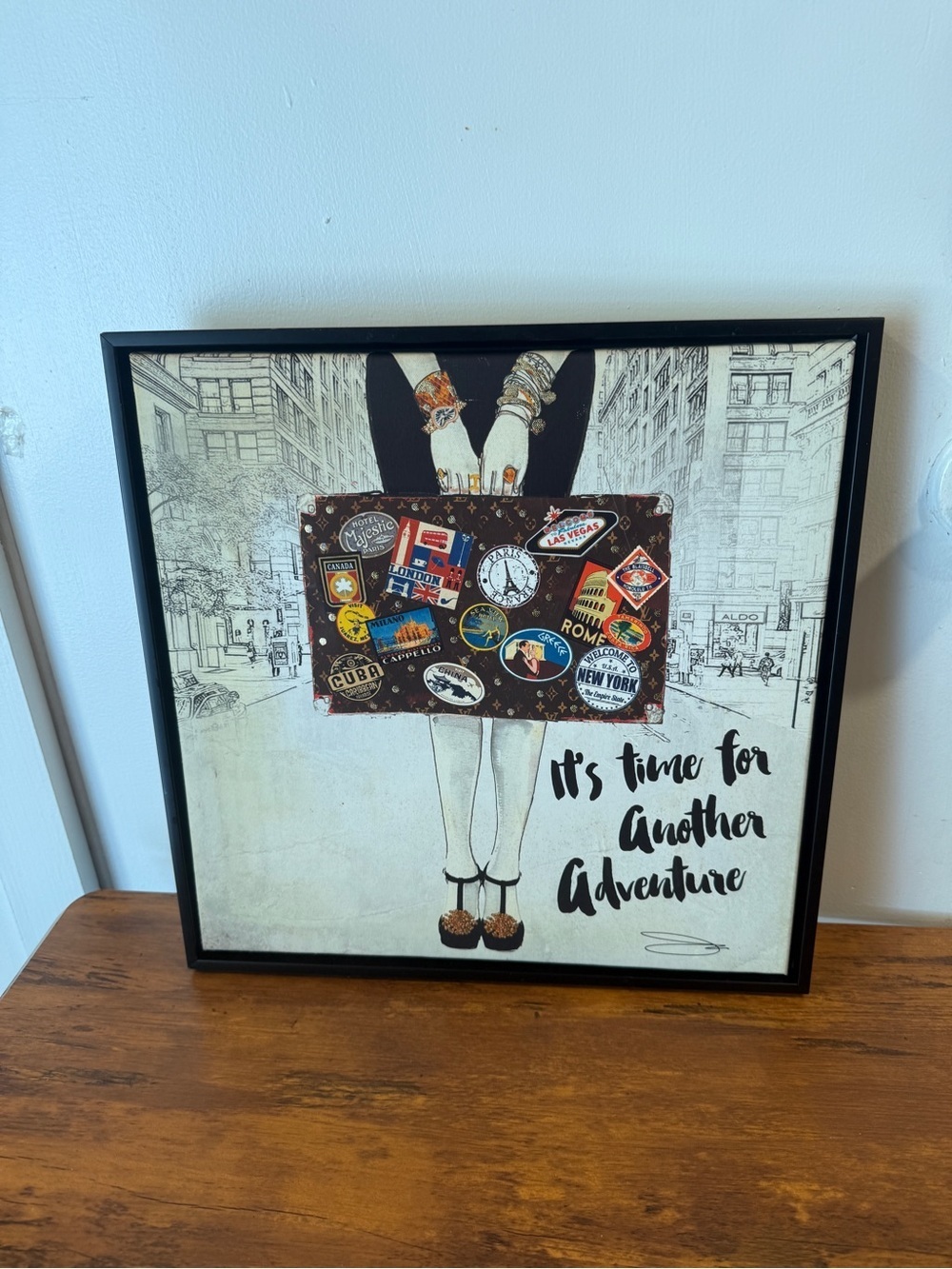 Travel Wall Art Print in Brown - 'It's Time for Another Adventure'